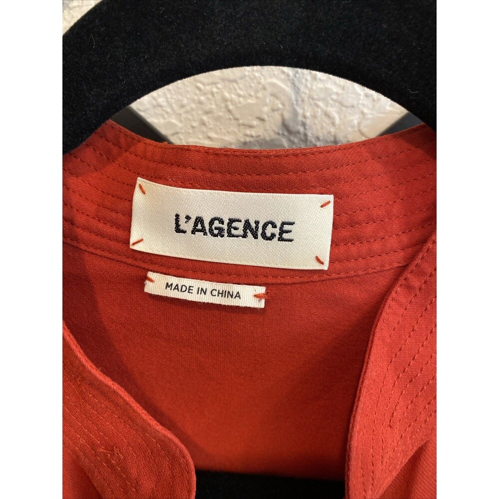 L’agence Silk Placket Button Up Blouse Rust Red S… - image 2